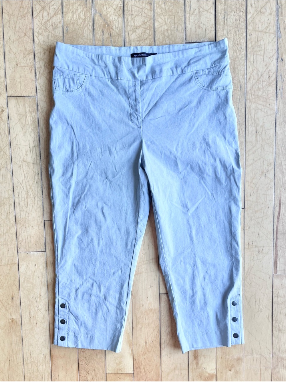 Addition Elle Light Grey Button Hem Versatile Stretch Cropped Pants Size 18
